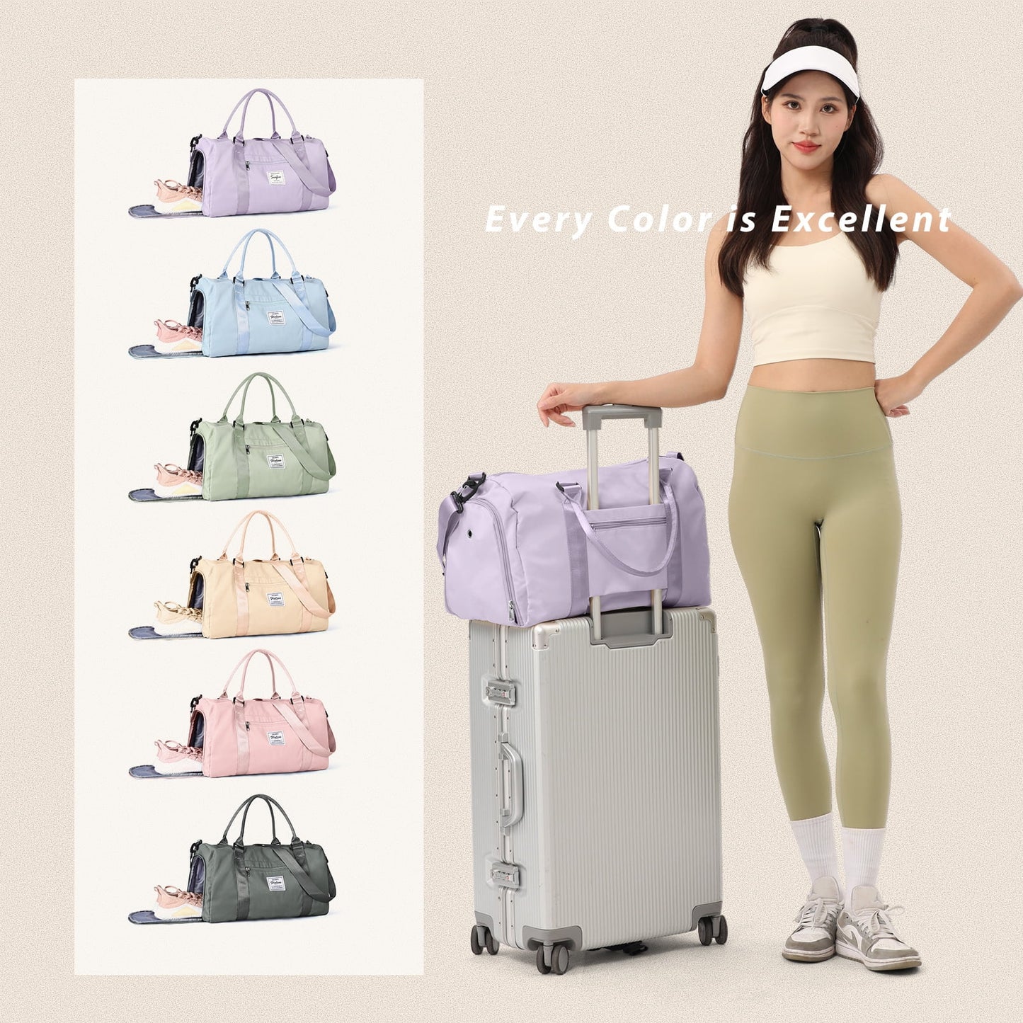 Gym Bag Womens Mens with Shoes Compartment and Wet Pocket,Travel Duffel Bag for Women for Plane,Sport Gym Tote Bags Swimming Yoga,Waterproof Weekend Overnight Bag Carry on Bag Hospital Holdalls