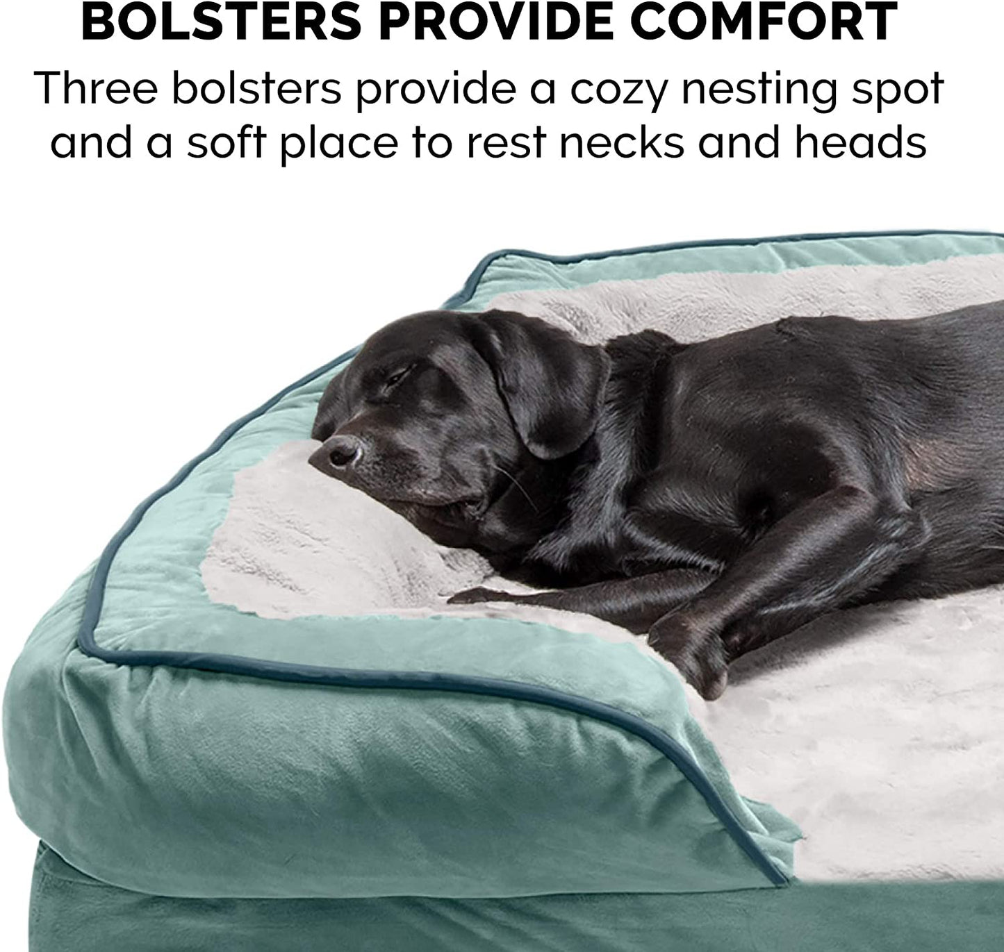 Orthopedic Dog Bed for Small Dogs W/ Removable Bolsters & Washable Cover, for Dogs up to 20 Lbs - Plush & Velvet Waves Perfect Comfort Sofa - Celadon Green, Small