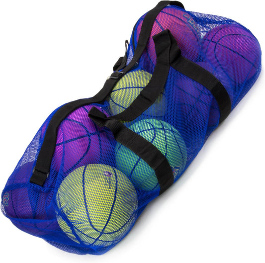 39" Mesh Sports Ball Bag with Adjustable Shoulder Strap, Oversize Duffle - Great for Carrying Gym Equipment, Jerseys, & Laundry