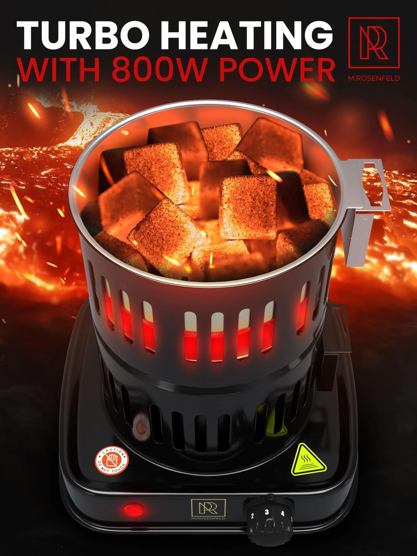 Premium Hookah Coal Burner Black Burner for Hookah 800W FIRE Tower