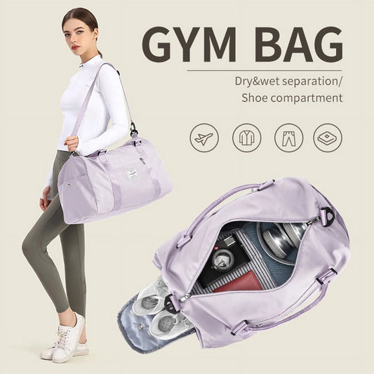 Gym Bag Womens Mens with Shoes Compartment and Wet Pocket,Travel Duffel Bag for Women for Plane,Sport Gym Tote Bags Swimming Yoga,Waterproof Weekend Overnight Bag Carry on Bag Hospital Holdalls