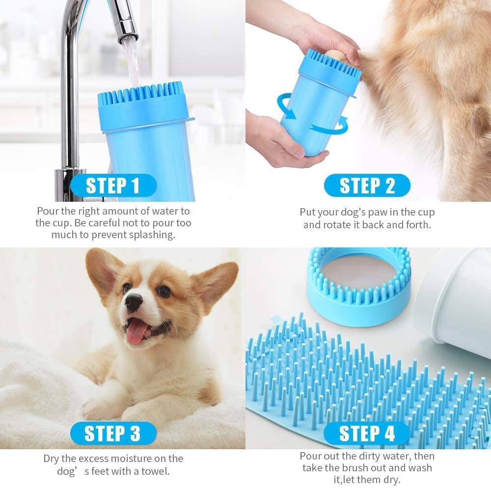 Dog Paw Cleaner Set, 2 in 1 Silicone Dog Paw Washer Cup for Grooming Muddy Paws, Dog Grooming Dog Cleaning Dog Foot Washer for Dog Cat (6.5 Inch)