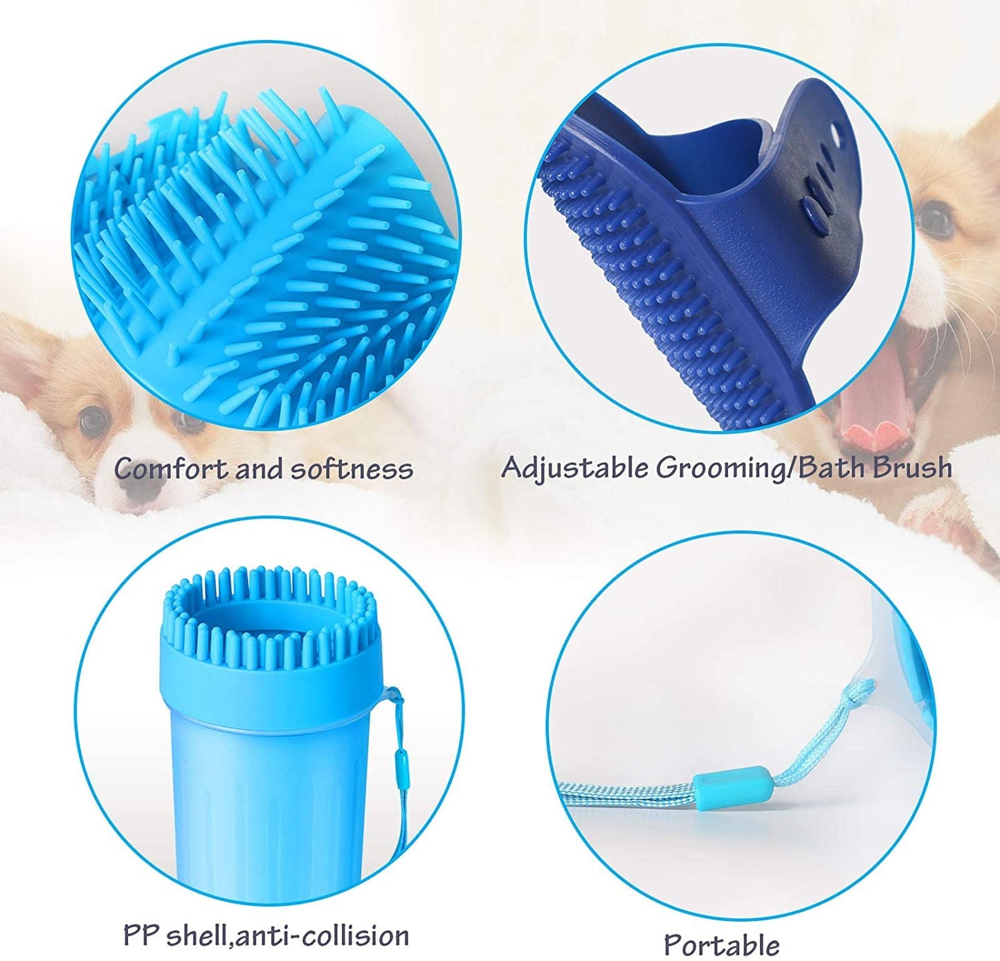 Dog Paw Cleaner Set, 2 in 1 Silicone Dog Paw Washer Cup for Grooming Muddy Paws, Dog Grooming Dog Cleaning Dog Foot Washer for Dog Cat (6.5 Inch)