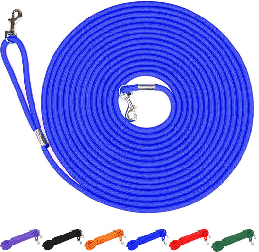Check Cord Large,Medium Small Dogs/Puppy Obedience Recall Training Agility Lead - 15Ft 30Ft 50Ft Training Leash(15Ft, Blue)