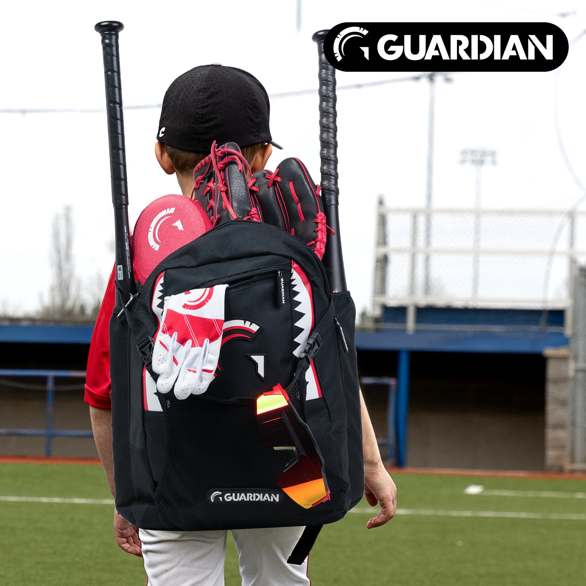 Backpack for Youth, Softball Bag for Girls, Durable Bat Bags Baseball Youth Boys and Girls, Tball Bag – Includes Hook to Hang on Fence - Black Shark