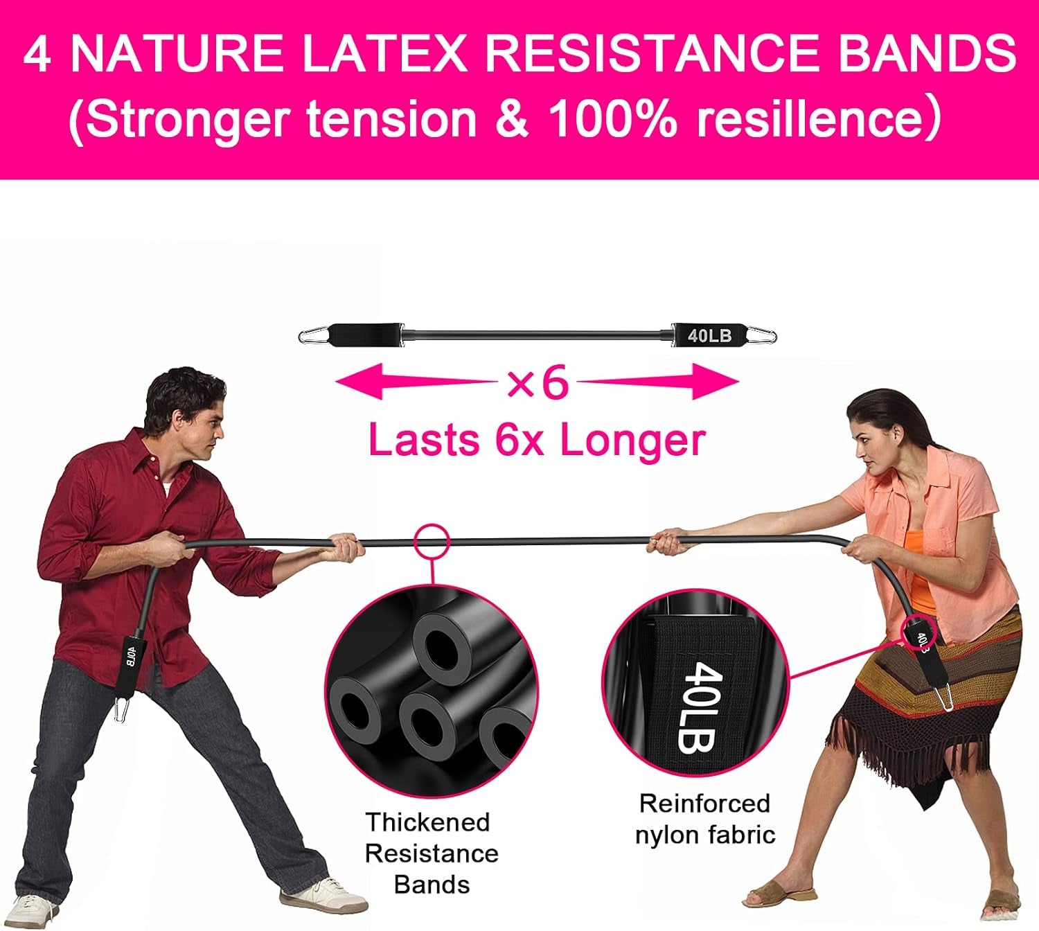 Pilates Bar Kit with 4 Strong Resistance Bands, Upgraded 3-Section Yoga Strengthened Adjustable Resistance Band Bar with Foot Straps, Exercise Fitness Workout Equipment for Leg Butt Full Body Shaping