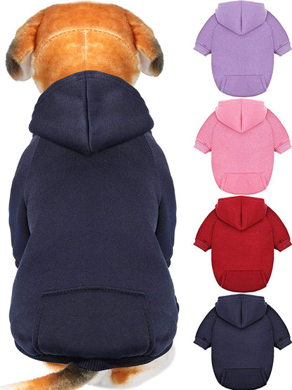 4-Piece Small Dog Sweater Set - Dog Hoodie Clothes with Hat for Small Dogs, Chihuahua, Winter Warm Hoodies & Coat with Pocket