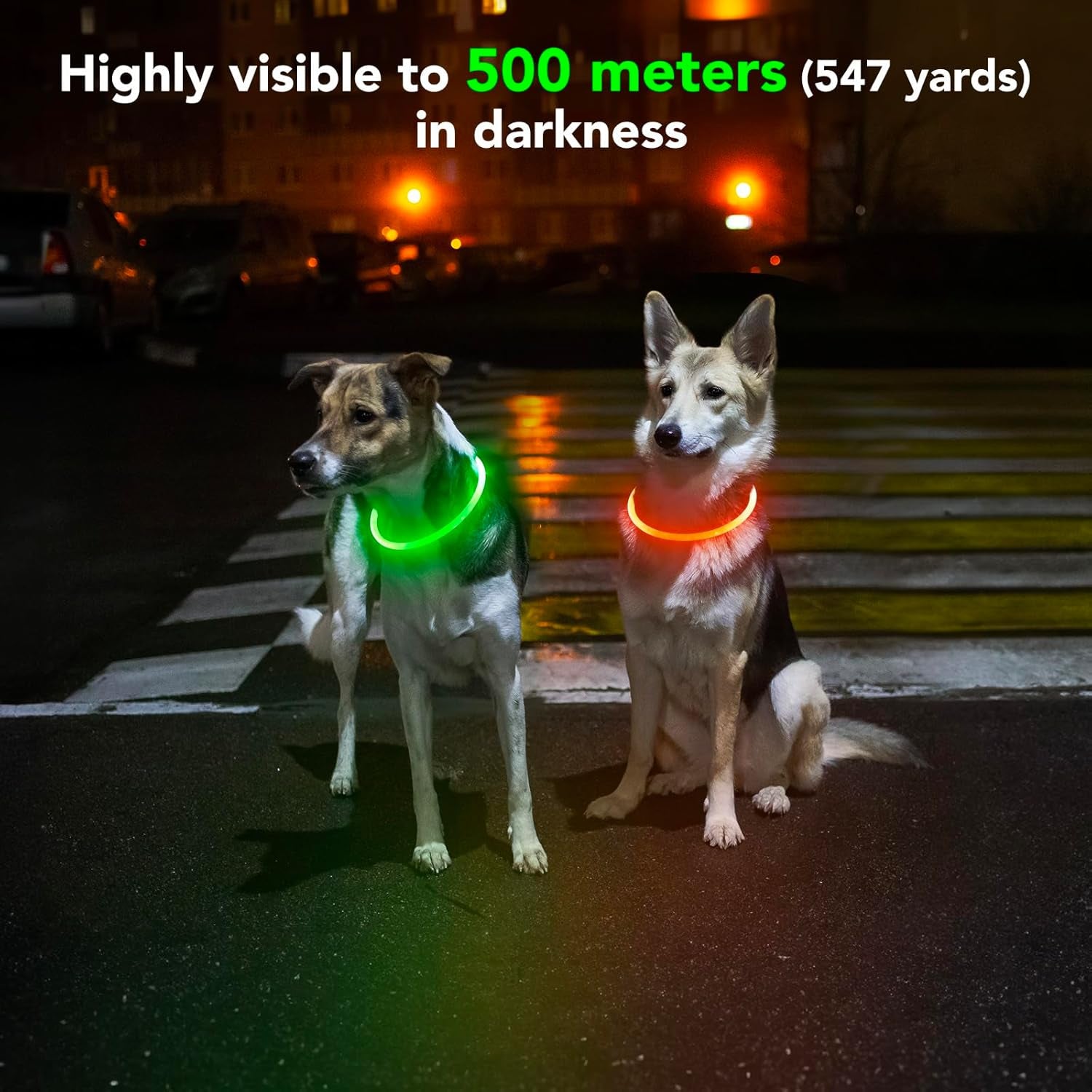 Led Dog Collar - Waterproof Lighted Pet Collar Rechargeable for Night, TPU Cuttable Light up Doggie Collar for Small, Medium, Large Dogs Walking (Green)