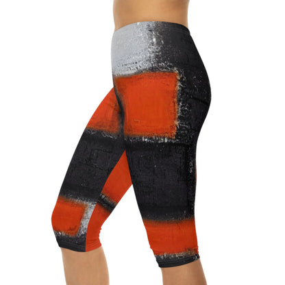 Women’S Capri Leggings RED ORANGE by Queennoble