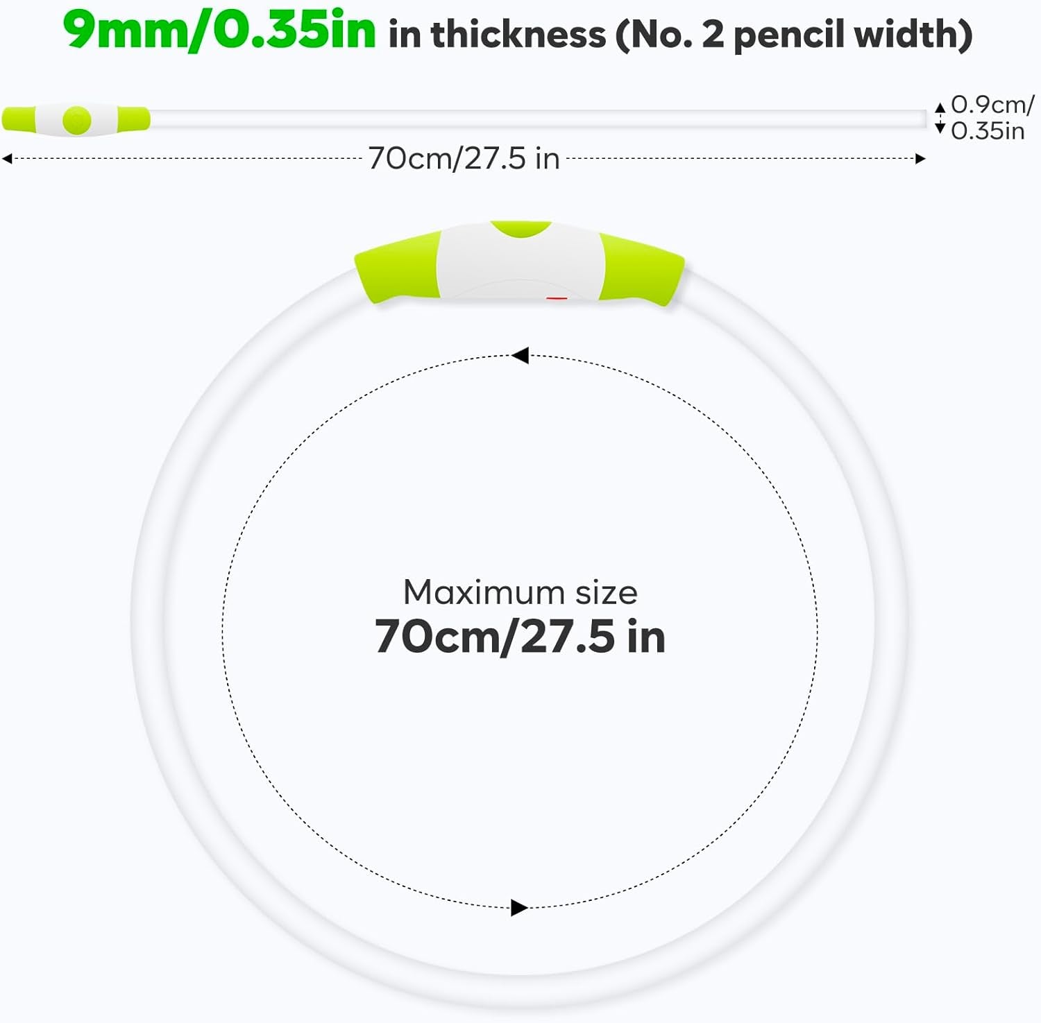 Led Dog Collar - Waterproof Lighted Pet Collar Rechargeable for Night, TPU Cuttable Light up Doggie Collar for Small, Medium, Large Dogs Walking (Green)