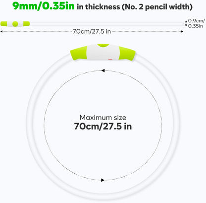 Led Dog Collar - Waterproof Lighted Pet Collar Rechargeable for Night, TPU Cuttable Light up Doggie Collar for Small, Medium, Large Dogs Walking (Green)