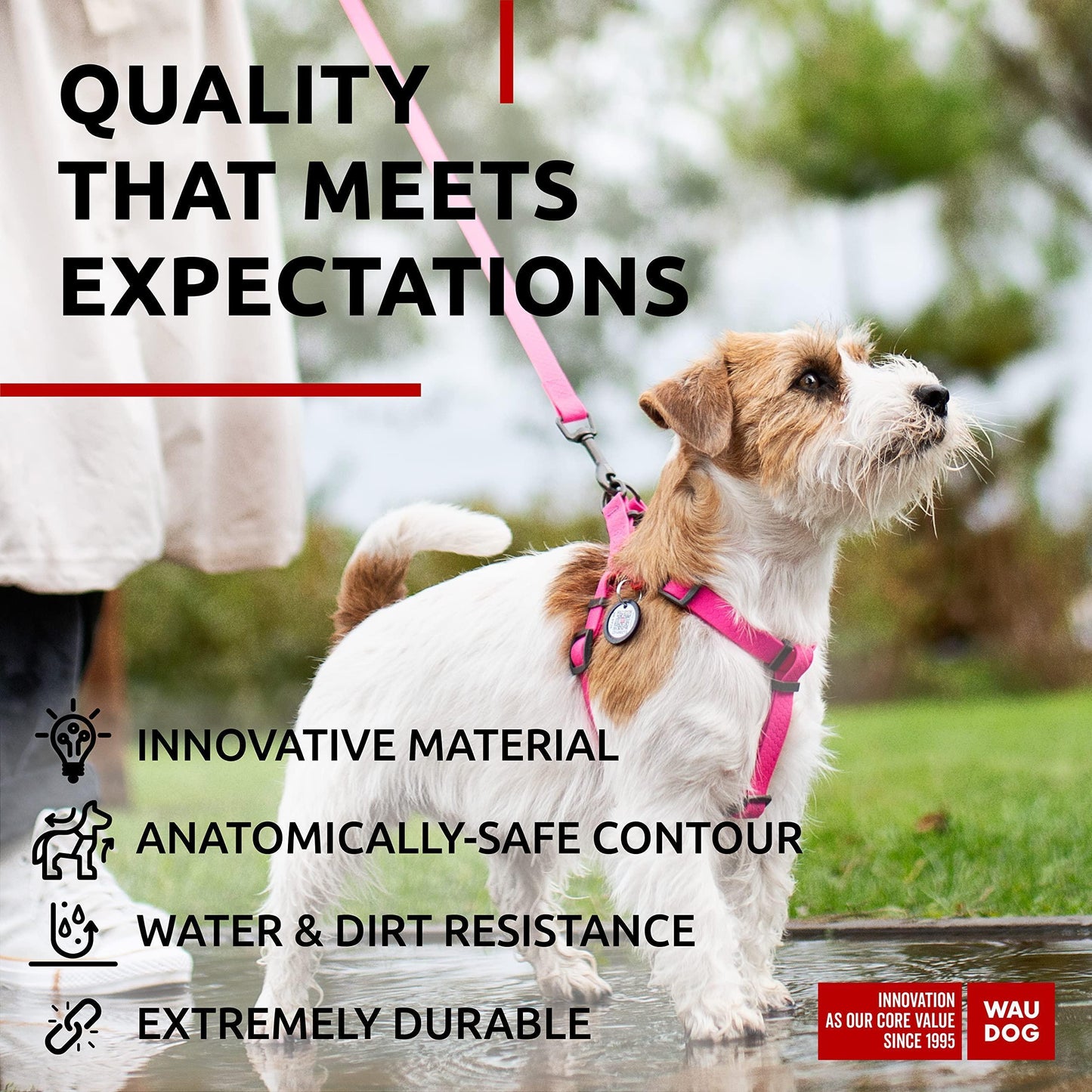 Pink Waterproof Dog Harness Adjustable for Small Dogs S Size 1622 Inch