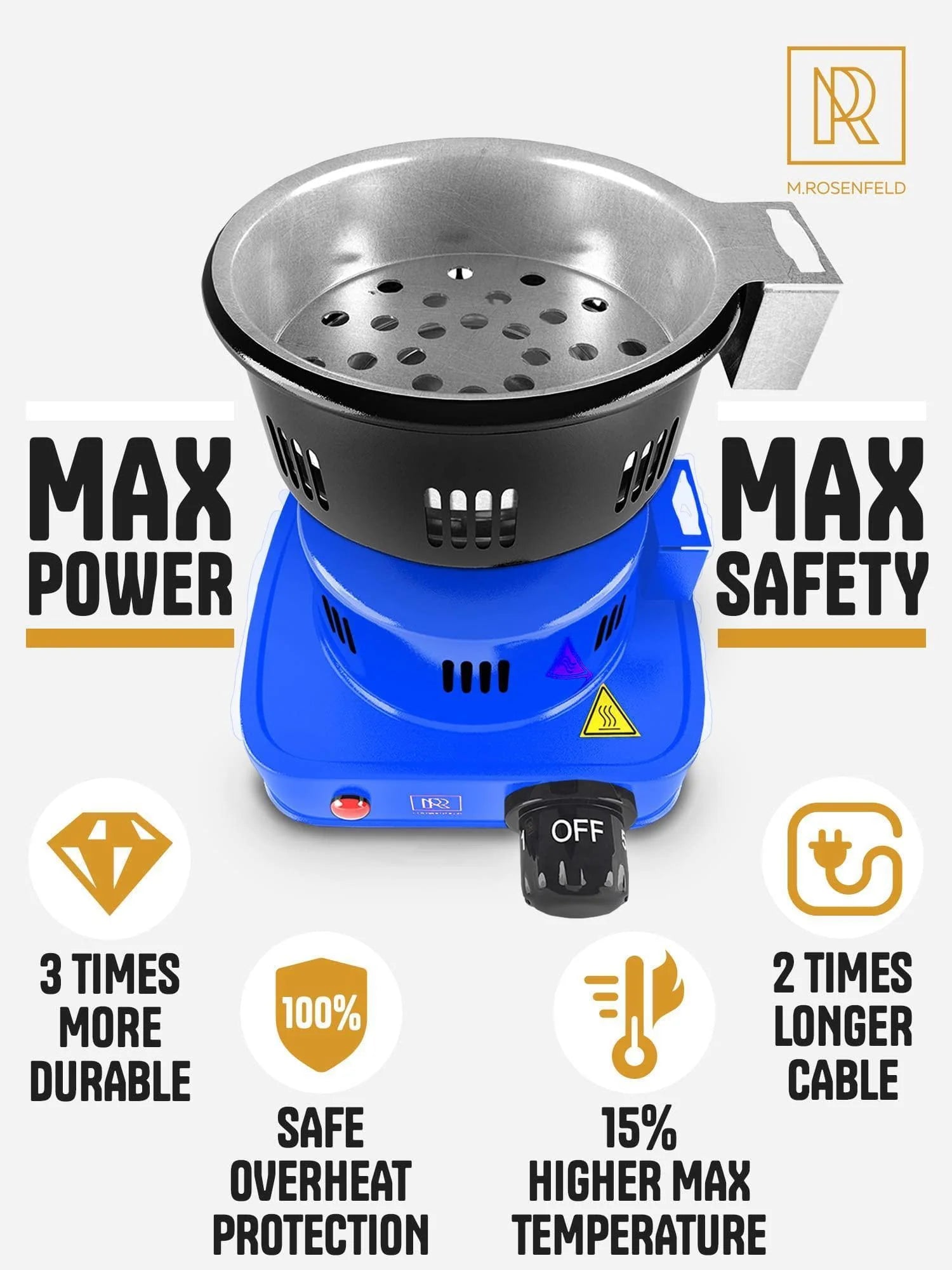 Hookah Coal Burner Blue Electric Stove for Hookah Premium 450W Fire Tower