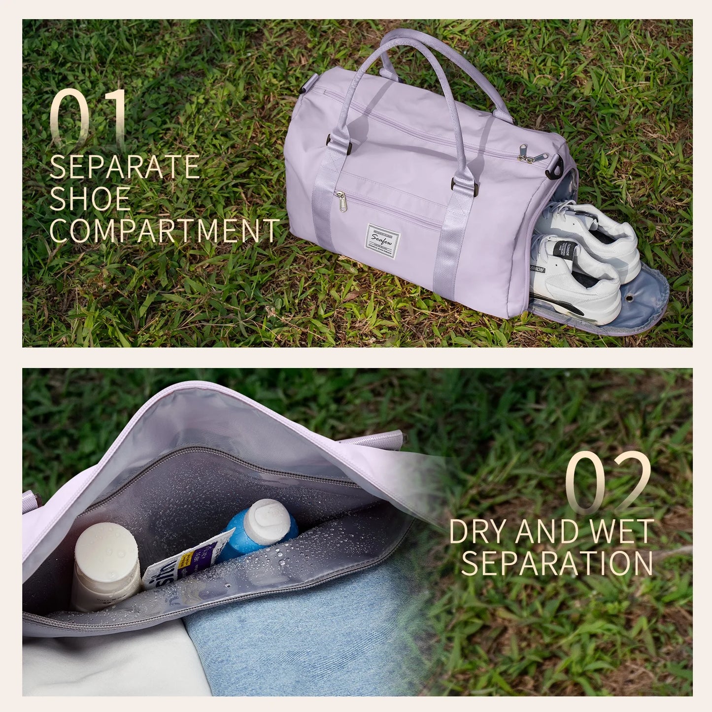 Gym Bag Womens Mens with Shoes Compartment and Wet Pocket,Travel Duffel Bag for Women for Plane,Sport Gym Tote Bags Swimming Yoga,Waterproof Weekend Overnight Bag Carry on Bag Hospital Holdalls