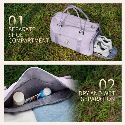 Gym Bag Womens Mens with Shoes Compartment and Wet Pocket,Travel Duffel Bag for Women for Plane,Sport Gym Tote Bags Swimming Yoga,Waterproof Weekend Overnight Bag Carry on Bag Hospital Holdalls