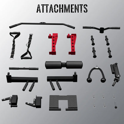 Smith Machine Home Gym, 2200 Lbs Power Rack Cage with Cable Crossover, Weight Bar, 360° Landmine, Barbell Holders and Other Attachments, Total Body Strength Training Cage