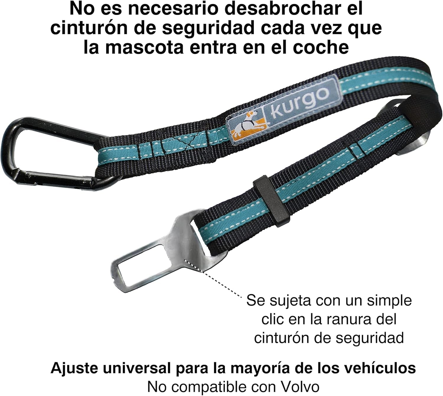 Direct to Seatbelt Tether for Dogs, Adjustable Car Safety Belt Leash, Quick & Easy Installation, Works with Any Pet Harness, Carabiner Clip, Coastal Blue