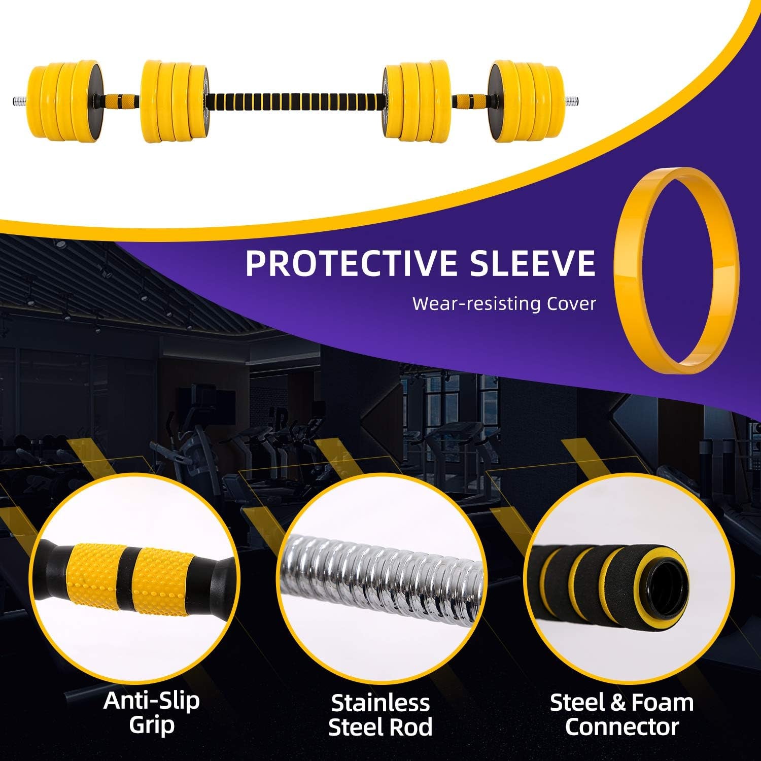 Weights, Dumbbell Set, Kettlebells, Adjustable Dumbbells, Barbell Weight Set, 20-40-50-70LB 3-In-1 Set, Non-Slip, All-Purpose