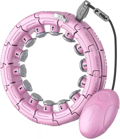 Smart Weighted Hula Exercise Hoop: 2 in 1 Abdomen Fitness Massage Hoola Hoops with Timer Smart Adjustable Pilates Fitness Non-Fall 28 Knots Adjustable Size Suitable for Adults & Kids