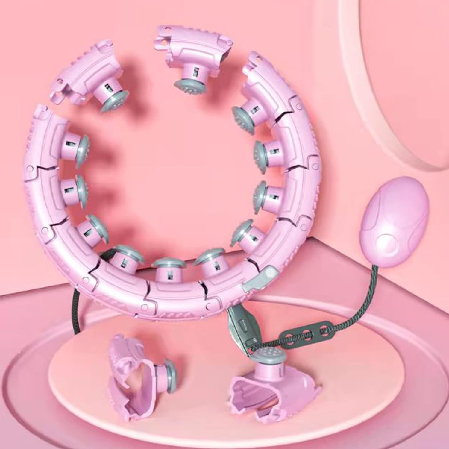 Smart Weighted Hula Exercise Hoop: 2 in 1 Abdomen Fitness Massage Hoola Hoops with Timer Smart Adjustable Pilates Fitness Non-Fall 28 Knots Adjustable Size Suitable for Adults & Kids