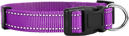 Reflective Dog Collar,Bright Glow Colors for Night Safety, Adjustable for Small, Medium, Large Pet and Puppies Accessories, Male, Female, Boy, Girl, Puppy (Small, Purple)