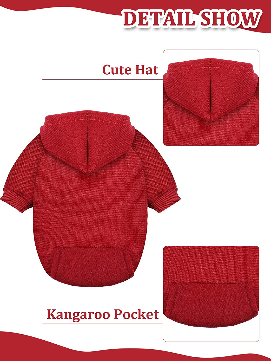 4-Piece Small Dog Sweater Set - Dog Hoodie Clothes with Hat for Small Dogs, Chihuahua, Winter Warm Hoodies & Coat with Pocket