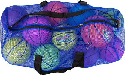 39" Mesh Sports Ball Bag with Adjustable Shoulder Strap, Oversize Duffle - Great for Carrying Gym Equipment, Jerseys, & Laundry