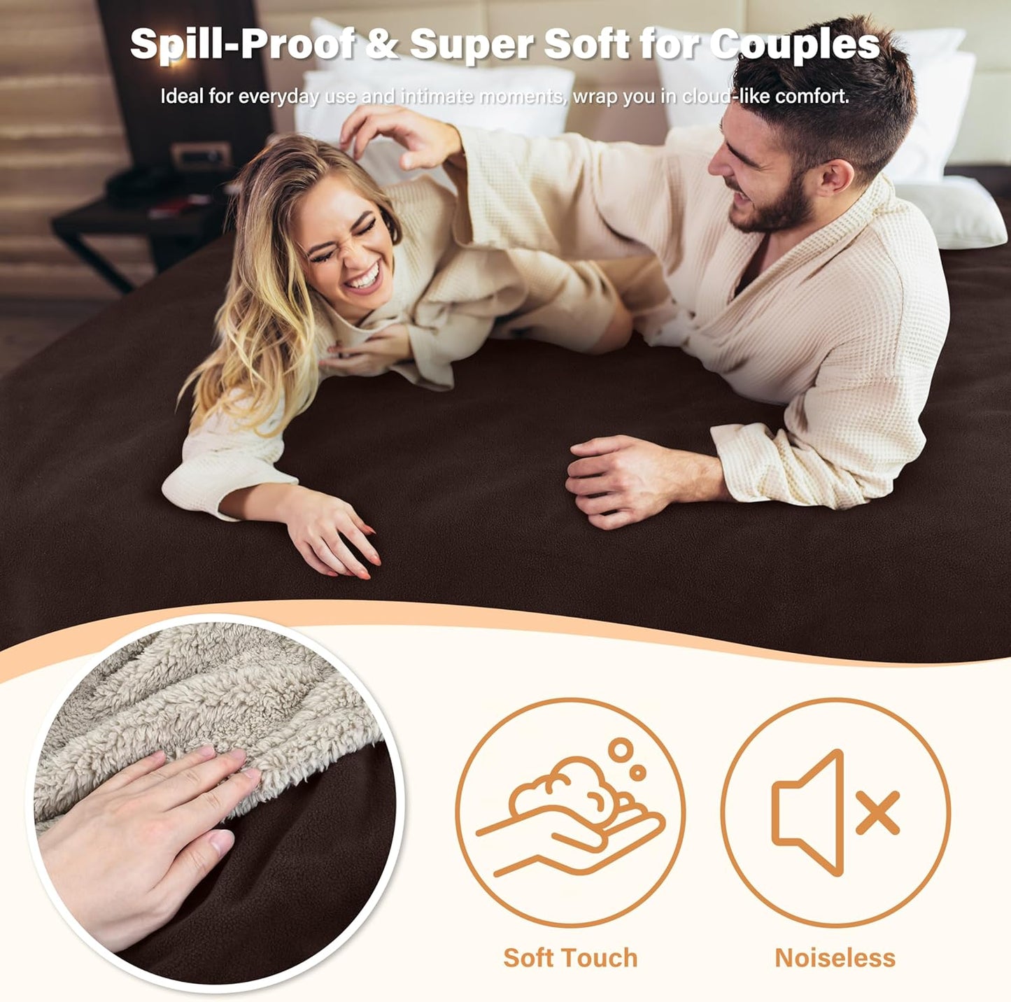 Waterproof Bed Blanket, Washable Leakproof Bed Cover for Couples, Reversible Protector Blanket for Couch Sofa, Stain Proof Blanket Pad for Adults, 80X60 Inches, Brown