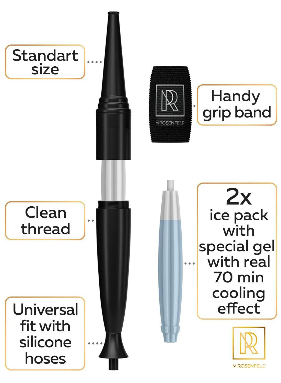 Premium Hookah Ice Hose Tips Ice Bazooka with 2 Reinforced Cooling Packs
