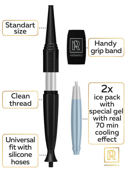 Premium Hookah Ice Hose Tips Ice Bazooka with 2 Reinforced Cooling Packs