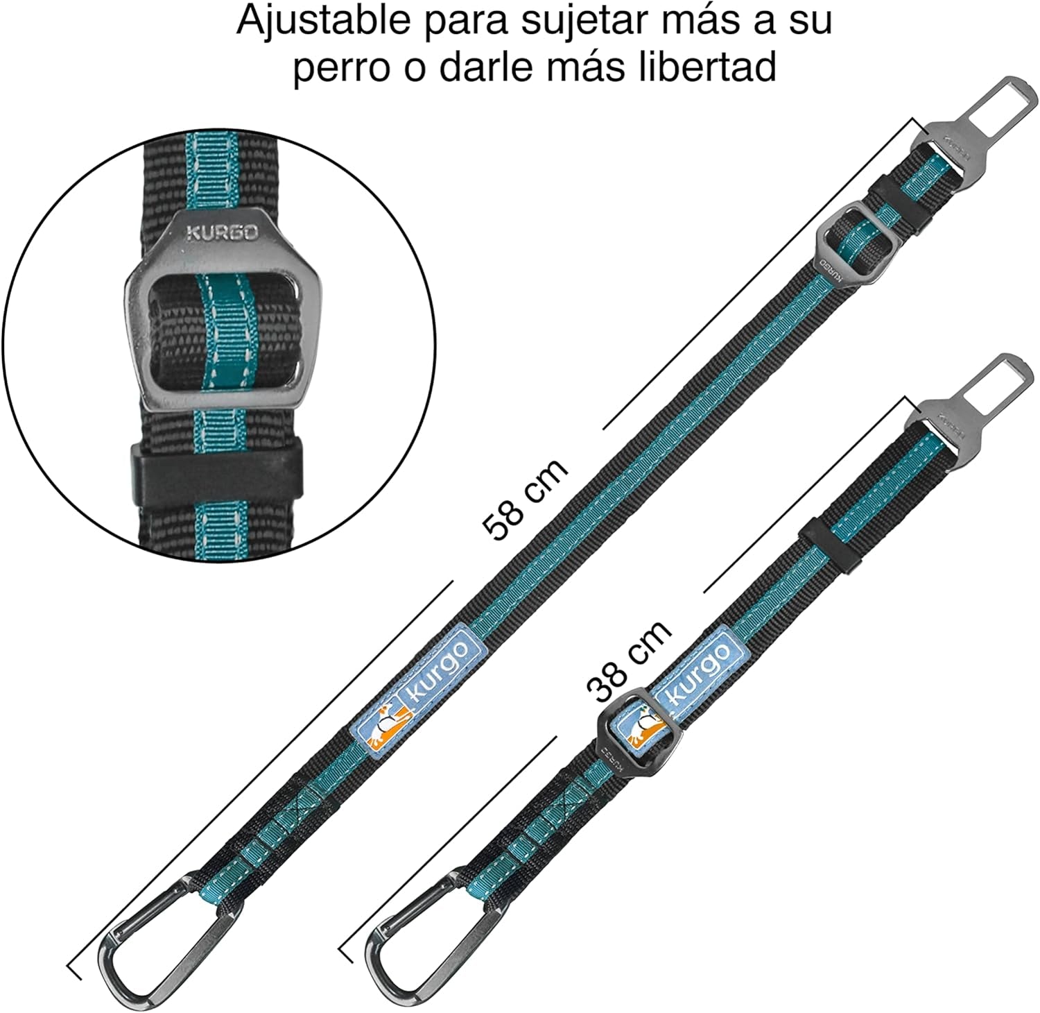 Direct to Seatbelt Tether for Dogs, Adjustable Car Safety Belt Leash, Quick & Easy Installation, Works with Any Pet Harness, Carabiner Clip, Coastal Blue