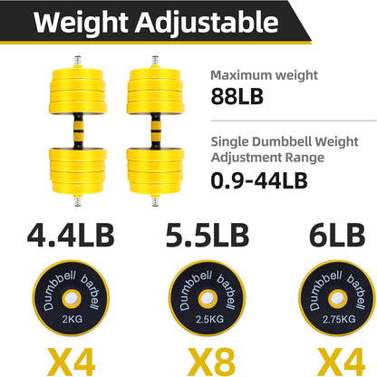 Weights, Dumbbell Set, Kettlebells, Adjustable Dumbbells, Barbell Weight Set, 20-40-50-70LB 3-In-1 Set, Non-Slip, All-Purpose